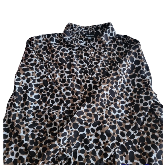 ELLEN TRACY WOMEN'S LONG SLEEVE SHEER BLOUSE XL Black|Mocha|White - Picture 4 of 14